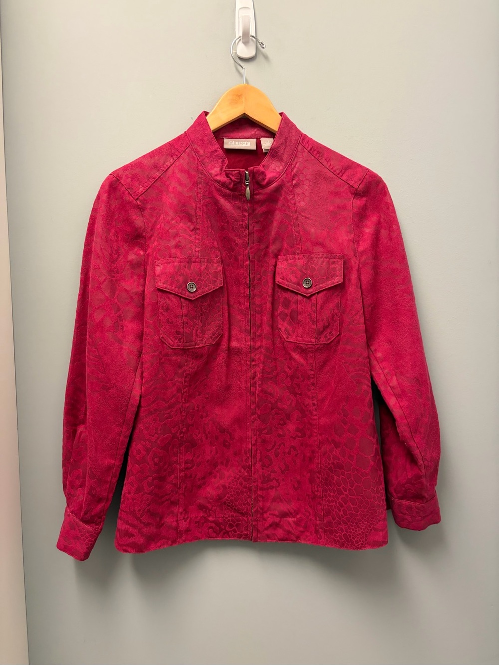 Chico's Fuchsia Zip-Front Jacket.
